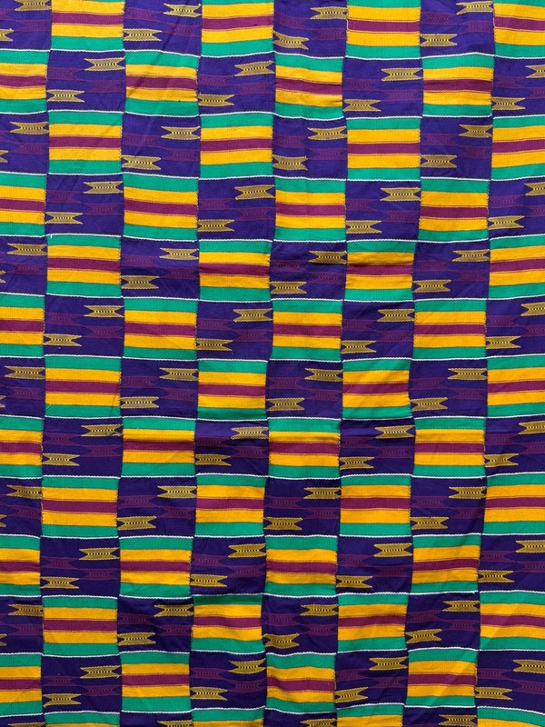 Vintage Gorgeous Hand Woven African Ewe Kente Cloth Textile 175x104 Cm gallery