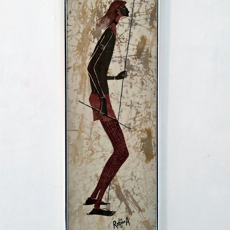 Original African Batik Art Hand Painted Silk Fabric Cloth Signed Robin Anderson
