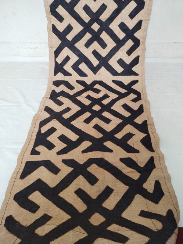 Vintage Kuba long Raffia Textile Traditional African Tribal woven Congo it1221