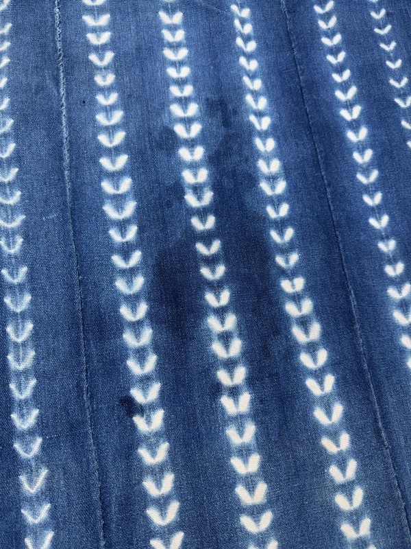 Vintage African Indigo Denim Shibori Mudcloth 60” L x 41” W Textile | No. 119 gallery