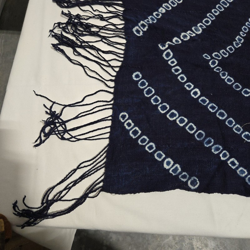 African Textile Art Cloth | Blue Geometric Pattern | 54 x 23 inches gallery