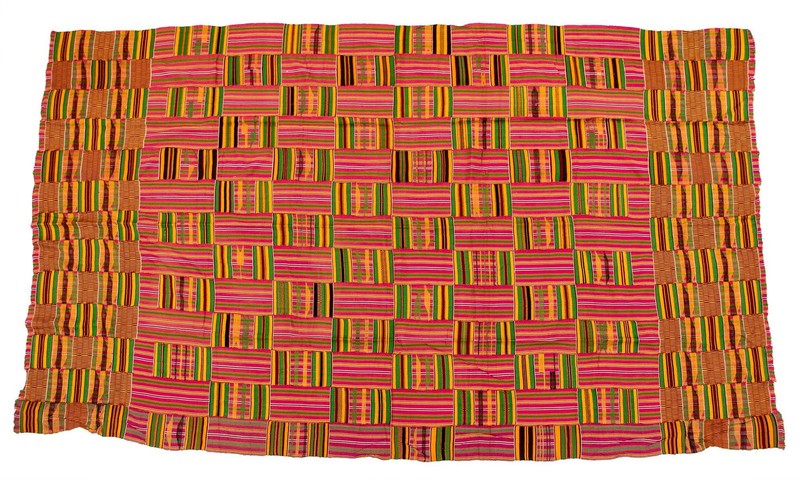 African Ashanti Kente Cloth #14883 Ghana Multicolor Cotton Handmade gallery
