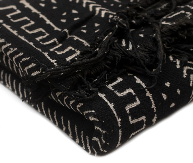 Ebony Black Bogolan Mali Mud Cloth Bandiagara Design African Black and White gallery