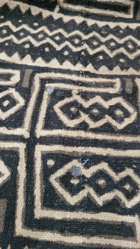 African Hand spun Woven Dyed Vintage Mud Cloth Throw Black, Cream, 36"x55" gallery