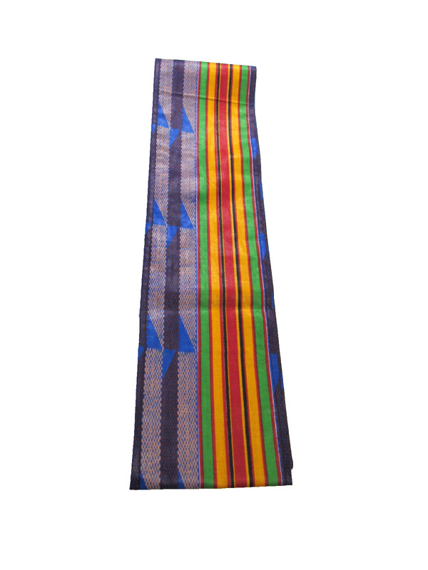 Kente African Fabric Stole 100% Cotton 72in X 5in gallery