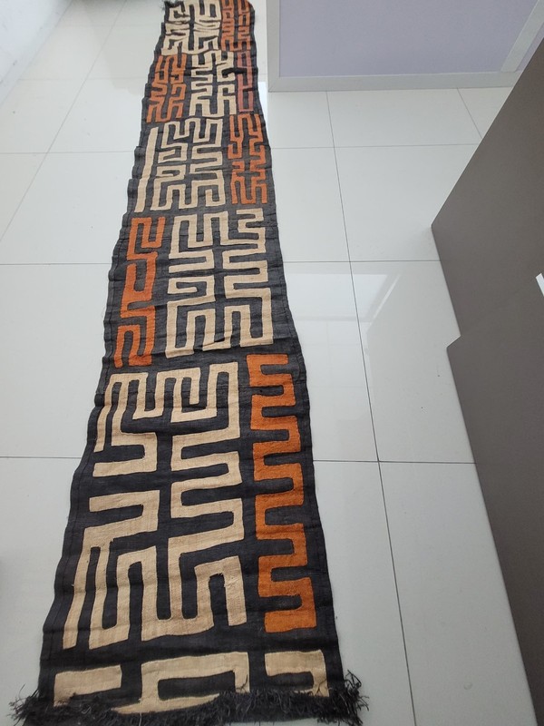 African Congo Art, Kuba Raffia Textile Natural Woven
