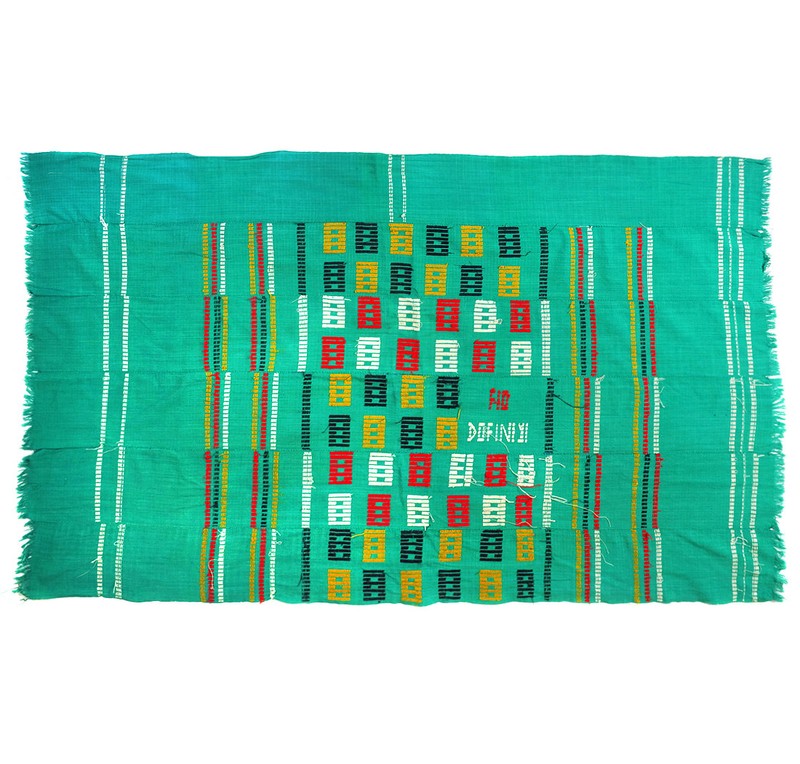 Vintage Baule embroidered cloth geometric, West Africa BL51