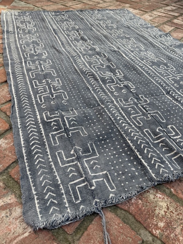 Vintage African Mudcloth Grey 59”L x 41”W Textile | No. 88