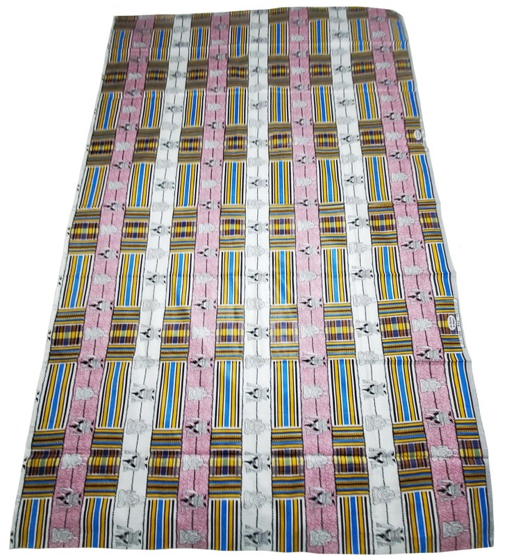 Juliana Wax Print African Zimbabwe Fabric Mask & Striped Design 45"x71" gallery