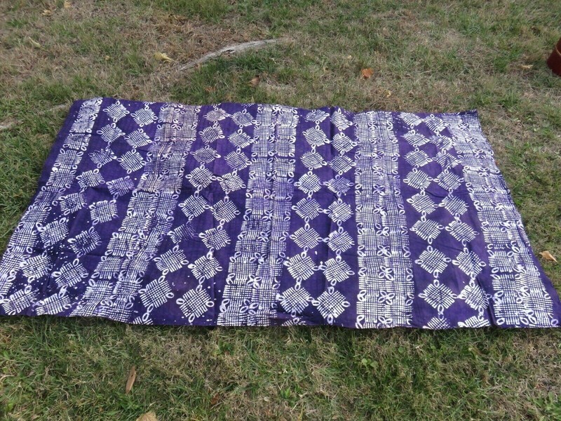 Vintage Purple Batik 4.3' X 7.75' Cotton Damask Block Print Textile West Africa gallery