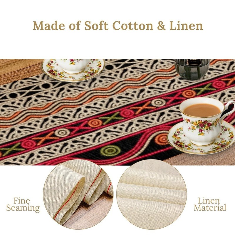 African Geometric Tribal Table Runner Abstract Ethnic Traditional Seasonal Su... gallery