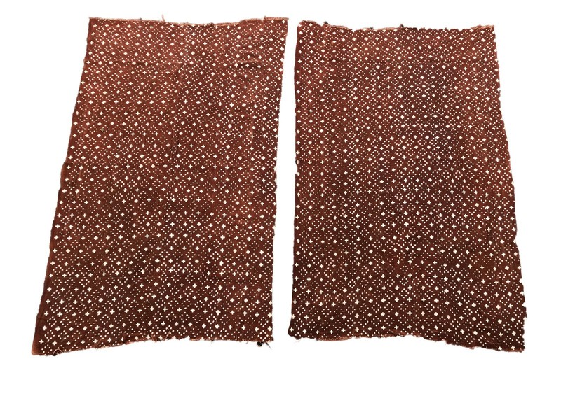 Pair Of African Bogolan Textile Brown and white Mud Cloth 66" by 42" gallery