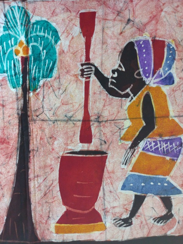Handmade Original African Tie Dye Women at the Village fabric Wall Art gallery