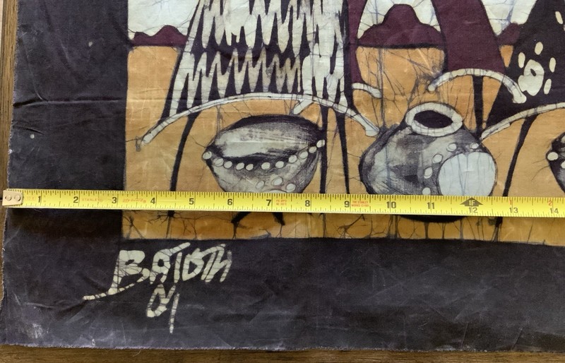 African Batik Fabric Wall Art Hand Dyed And Signed 27”x35” gallery