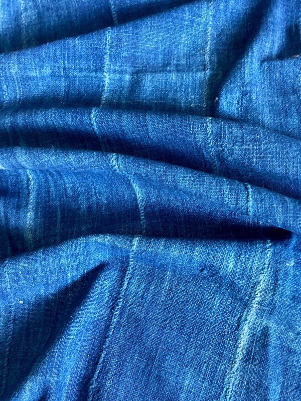 Authentic Vintage African Mudcloth Indigo Textile Boho Shibori Throw / Wrap gallery