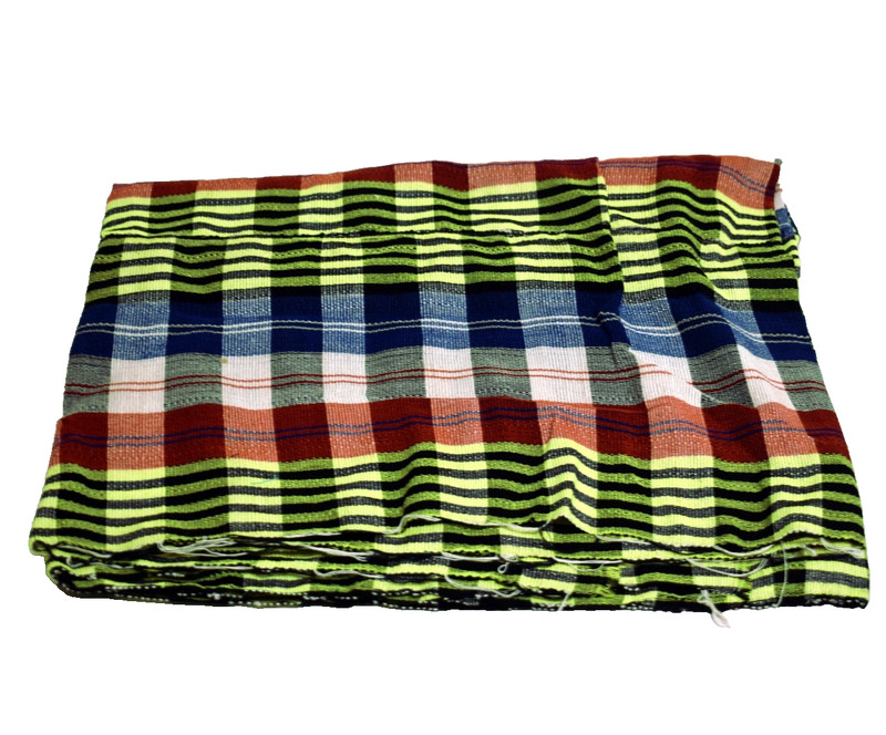 Gambia Fabric Hand Woven Kumandino Cloth 61″X 38″ Blue/Light Green/Red/Blk/White