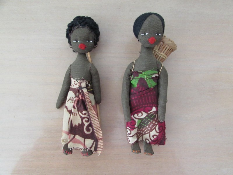 Vintage Hand Stitched, African America Ethnic Dolls in Ethnic Clothes