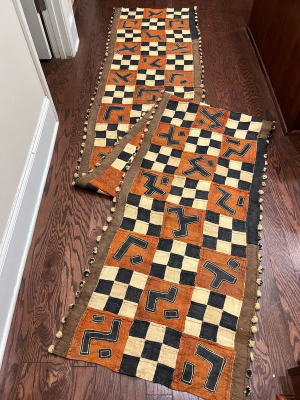 genuine 13 feet African (Congo) Kuba Raffia cloth fabric, natural woven handmade gallery