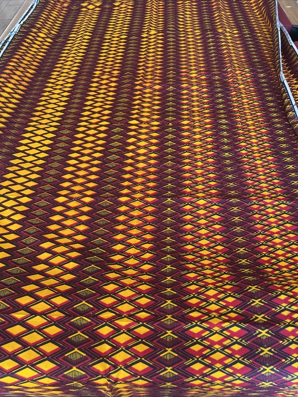 5yds Cotton Fabric Hitarget Wax Block Print Tribal African Yellow/red/black