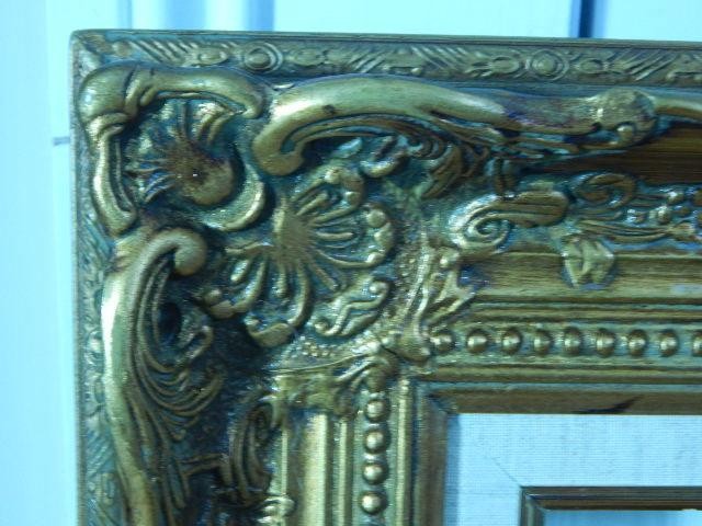 Shadow Box Frame Natural Ostrich Feather Fan Victorian Style Gold Gilt Frame gallery