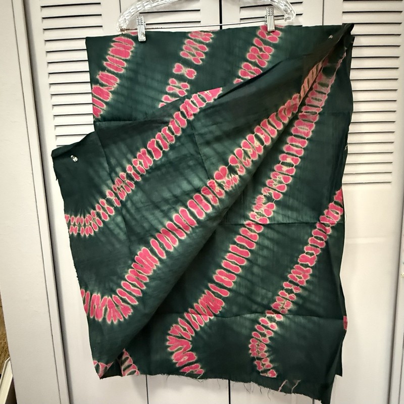 Fabric from Ghana Tie-Dyed Textile Pink and Green, 52” x 1.75 Yards gallery