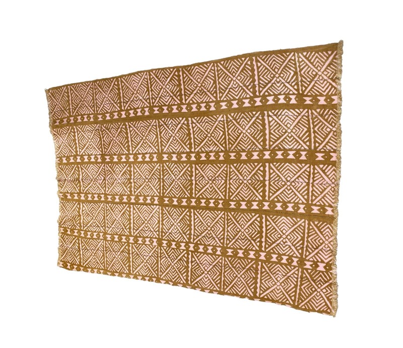 #5971 African Brown and Pink Bogolan Textile Mud Cloth 58" H gallery
