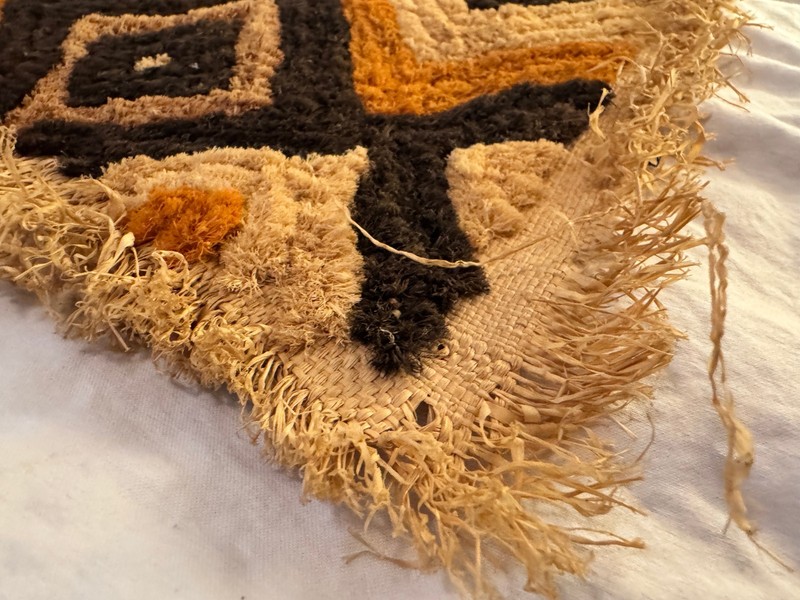 African Kuba Raffia Velvet Textile Kasai Congo Geometric Wall Art 24x17 gallery