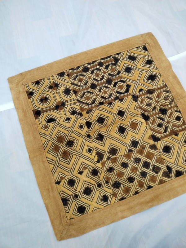 Vintage African Kuba Raffia Cloth Handwoven Textile Geometric Tribal Art Congo gallery