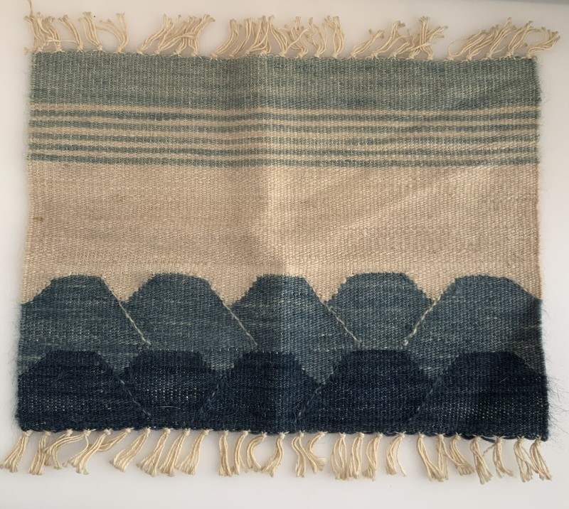 vintage Lesotho mohair / Wool hand Spun woven tapestry With Fringe 17x12 +1.5in