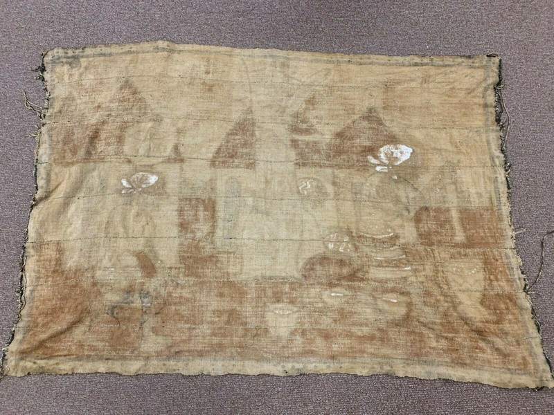 Vintage African Tribal Korhogo Handpainted Mud Cloth Tapestry Hand Sewn Dyed gallery