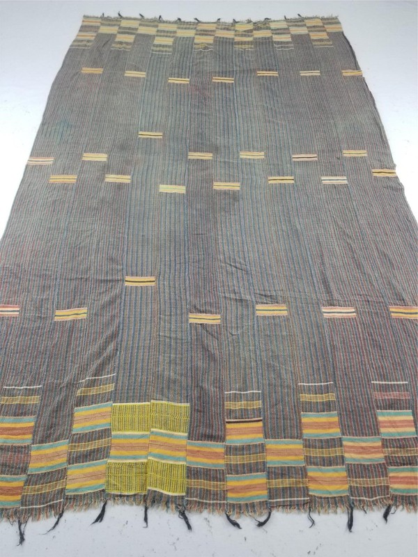 Vintage African Ewe Kente Cloth Handwoven & Patchwork Ghananian Textile 100x61in