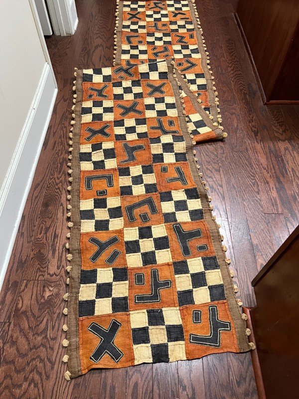 genuine 13 feet African (Congo) Kuba Raffia cloth fabric, natural woven handmade gallery