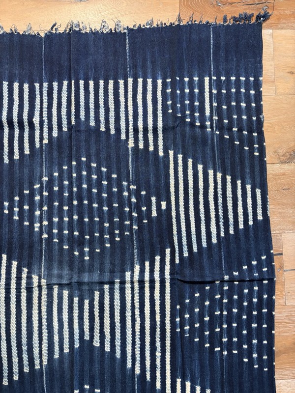 Vintage African Indigo Denim Shibori Mudcloth Fabric 60” L x 42” W Textile #478 gallery