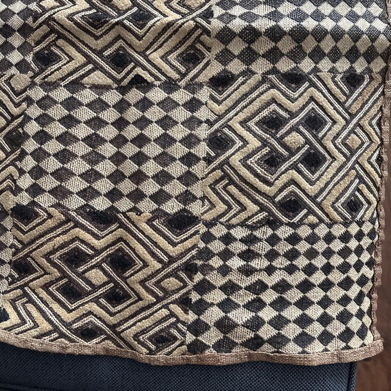 African Kuba Cloth. Vintage Congo DRC. Circa 1920-1930. Approx 2 X 4 Feet.