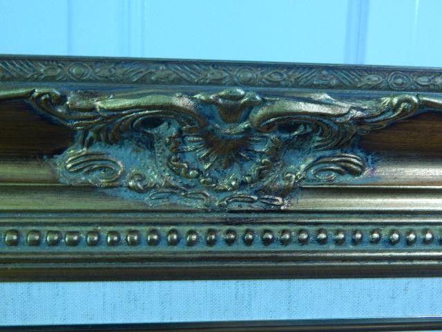 Shadow Box Frame Natural Ostrich Feather Fan Victorian Style Gold Gilt Frame gallery