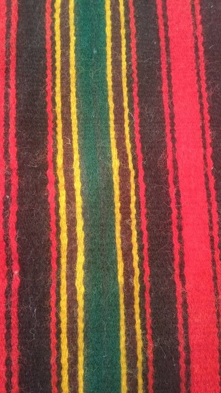 Vintage Handmade Ghardaia Wool Textile 35x35cm Red Striped Saharan Berber Woven gallery