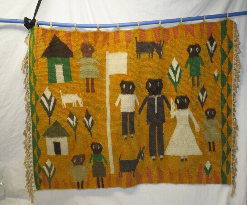 African Tapestry Thabana Li Mele, Lesotho - Wall Hanging - Happy Family Mohair gallery