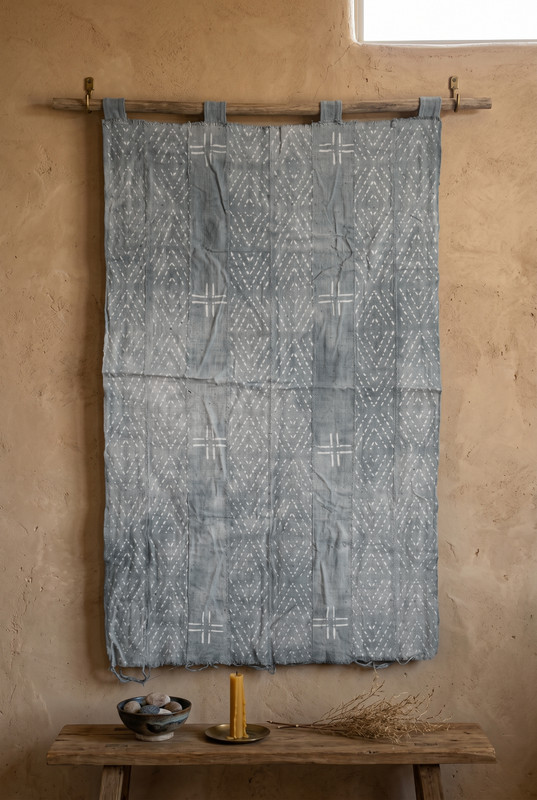 Handwoven Bogolanfini Mud Cloth – Authentic Mali African Cotton Textile 42″x60″