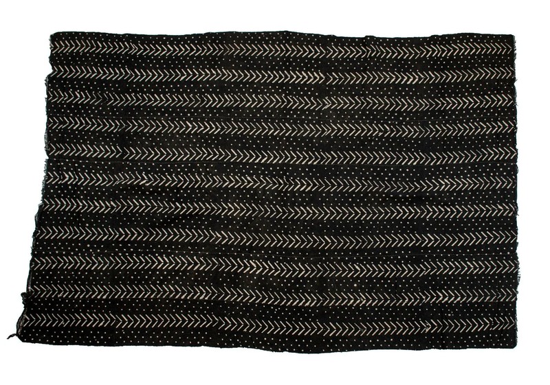 Ebony Black Bogolan Mali Mud Cloth Dotted Arrow Design African Black and White gallery