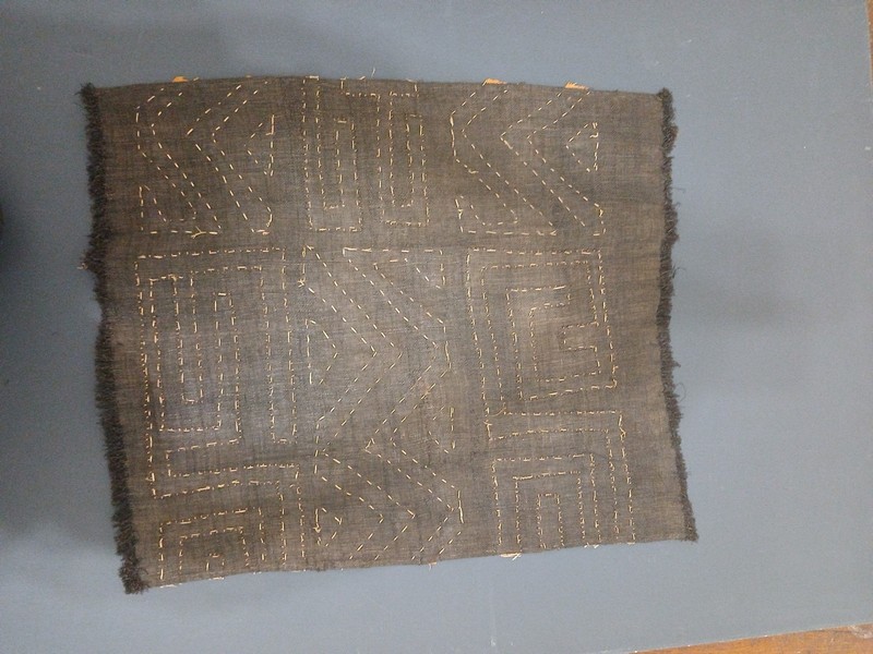 Handwoven Vintage African Kuba Cloth Natural Rafia Congo Textile 21" X 26" NEW gallery