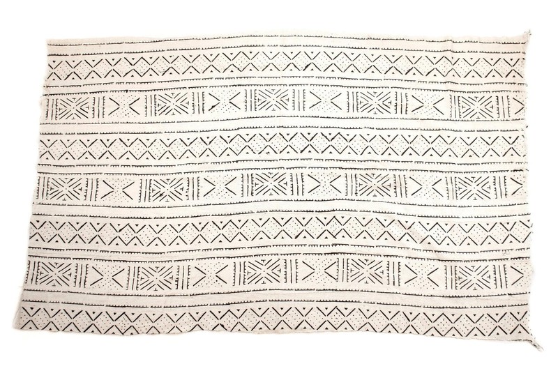 White Bogolan Mali Mud Cloth Tonka Design African Black and White Cotton gallery