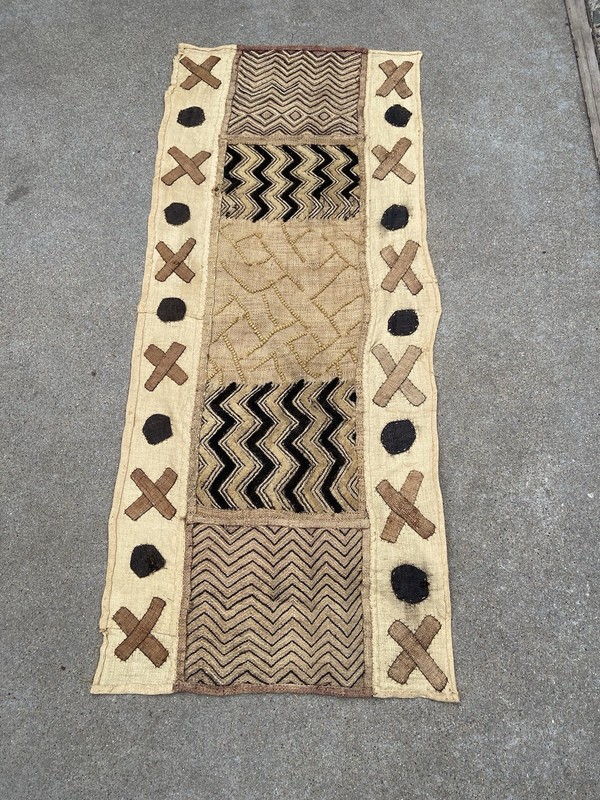 Vintage Handwoven African Kuba Cloth Panel Raffia Textile 40”X 17” – Bin Yak