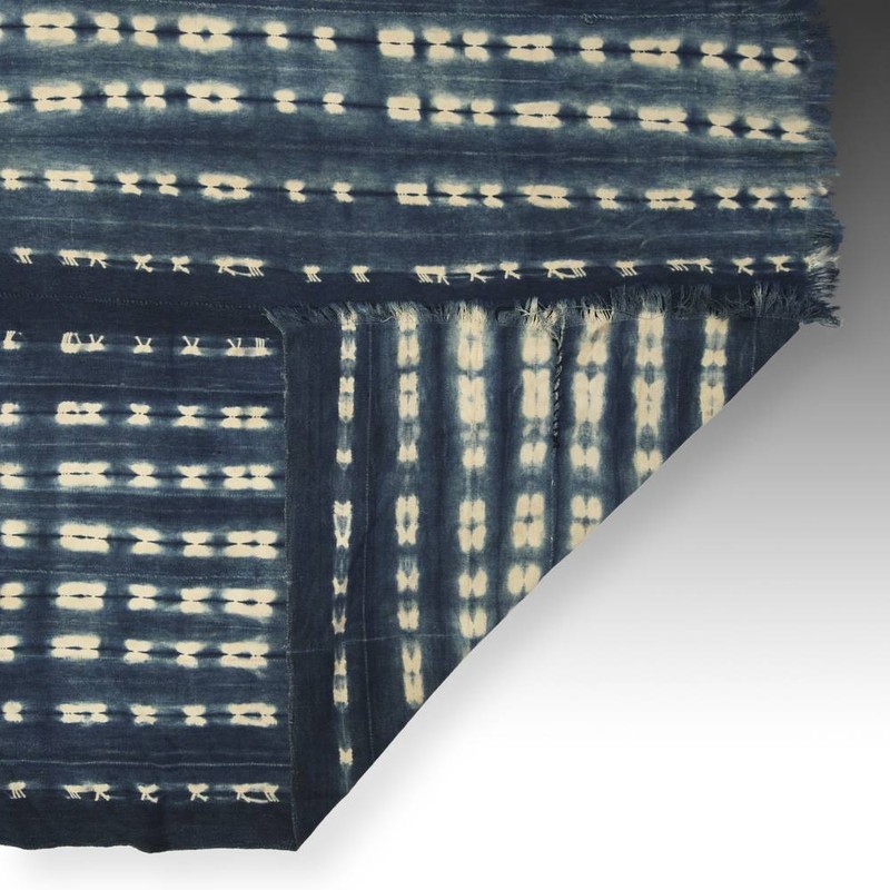 WOMAN'S WRAP SKIRT MOSSI INDIGO HAND DYE COTTON BURKINA FASO W. AFRICA 20TH C gallery