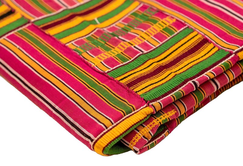 African Ashanti Kente Cloth #14883 Ghana Multicolor Cotton Handmade gallery