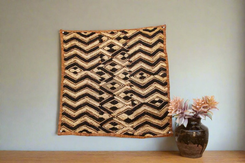 Earth Tones African Kuba Cloth Panel