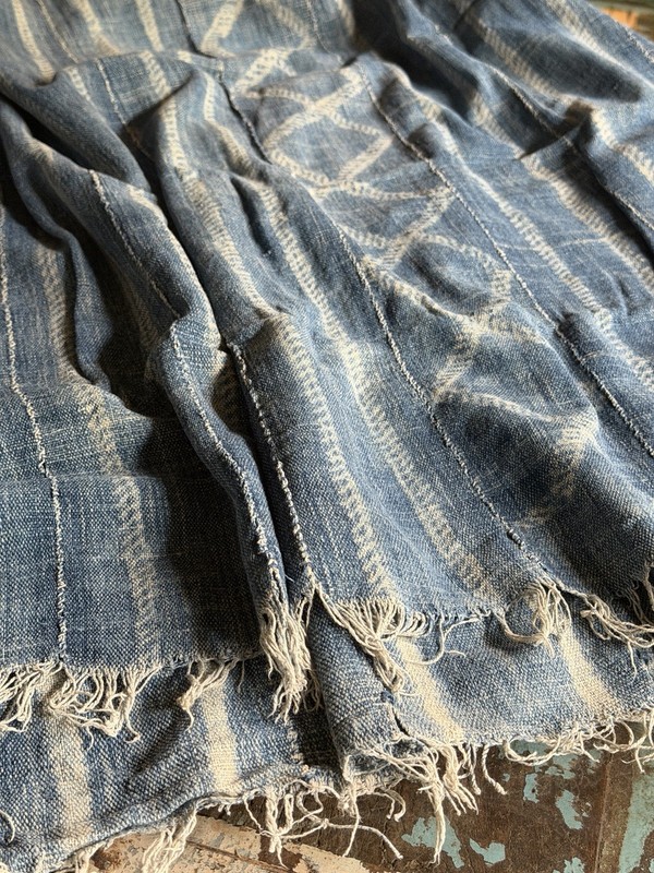Vintage African Indigo Denim Shibori Stripe Mudcloth | No. 71