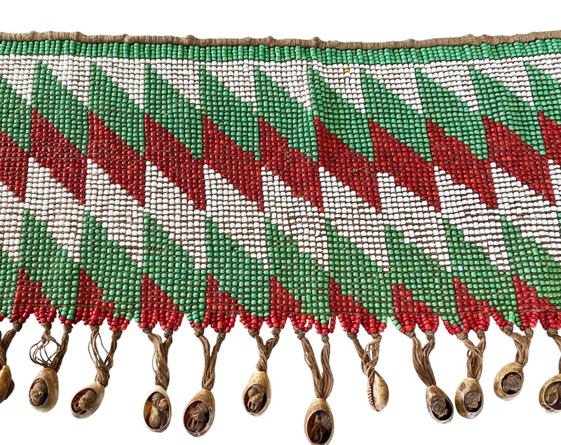 #1423 Vintage Ceremonial Skirt Kirdi Beaded Cache Sex Pikuran Cameroon 18.5" w gallery
