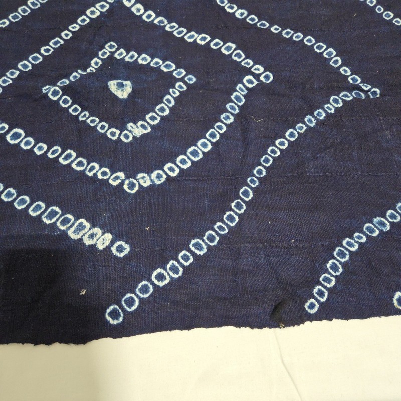African Textile Art Cloth | Blue Geometric Pattern | 54 x 23 inches gallery