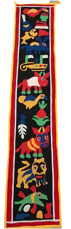 Vtg Abomey Benin Applique Banner Wall hanging African Textile Cotton
