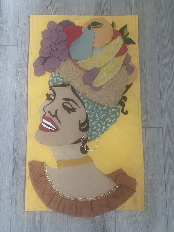 Traditional African Woman Wall Art Fabric Tapestry Original Handmade 1960